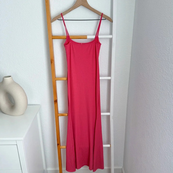 NWOT Reformation Cosmo Knit Dress Snapdragon Pink Ribbed Rib Long Maxi - Picture 5 of 14